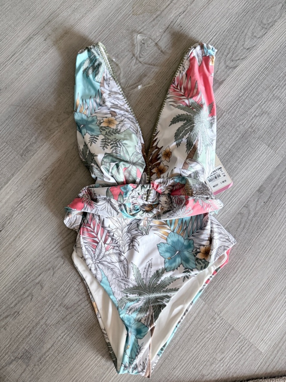 Cosita Linda Plunge one piece belted modern cheeky MSRP $188